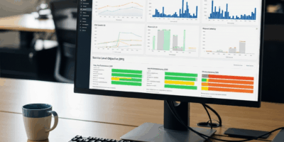 aws cloudwatch dashboard on a monitor screen showing applica 20260331 100700