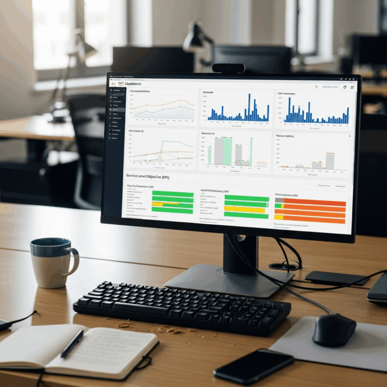 aws cloudwatch dashboard on a monitor screen showing applica 20260331 100700